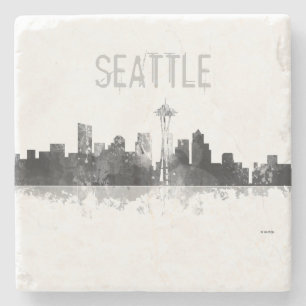 SEATTLE WASHINGTON SKYLINE -Stone Drinks Coaster