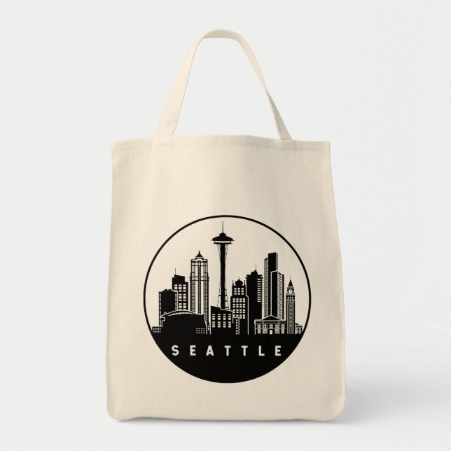 Seattle Washington Skyline Tote Bag (Front)