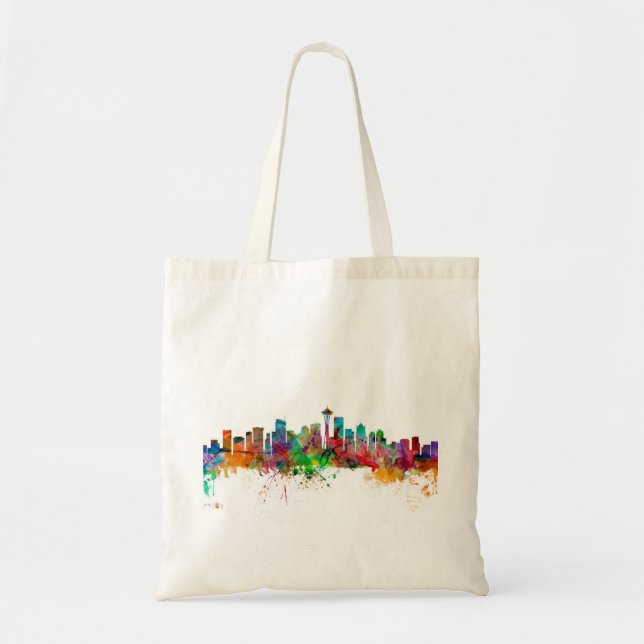 Seattle Washington Skyline Tote Bag (Front)