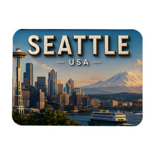Seattle Washington Skyline Travel Souvenir Gift Magnet