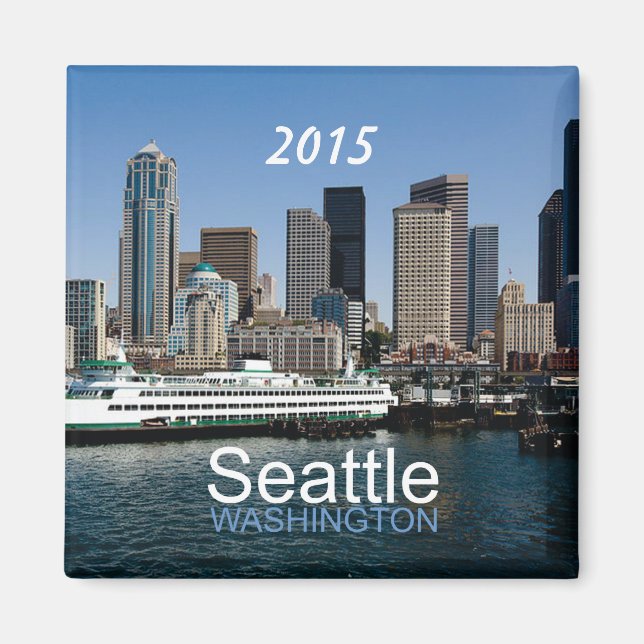 Seattle Washington Souvenir Magnet Change Year (Front)