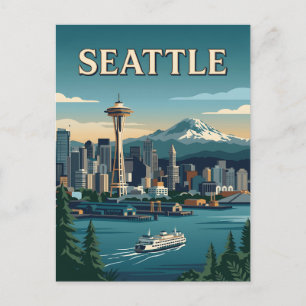 Seattle Washington Space Needle Mount Rainier Postcard