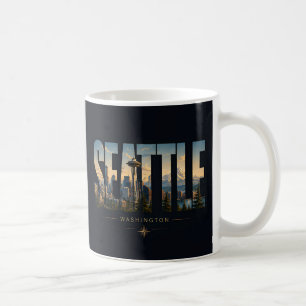 Seattle Washington Space Needle Mountain Skyline Coffee Mug