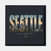 Seattle Washington Space Needle Mountain Skyline