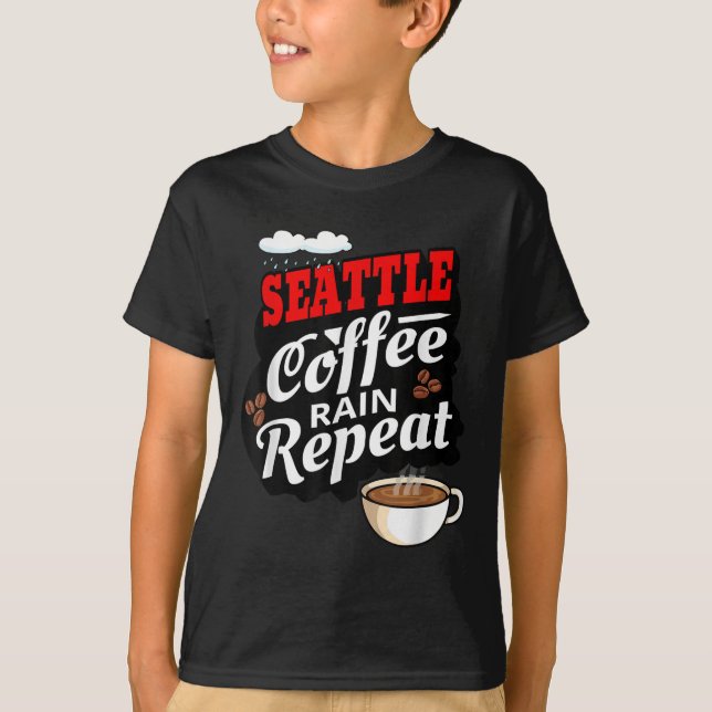 Seattle Washington State Coffee Drinker Rain  T-Shirt (Front)