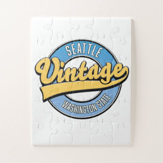 Seattle Washington State retro logo. Jigsaw Puzzle