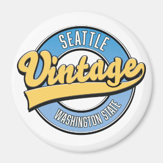 Seattle Washington State retro logo. Magnet