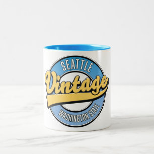 Seattle Washington State retro logo. Two-Tone Coffee Mug