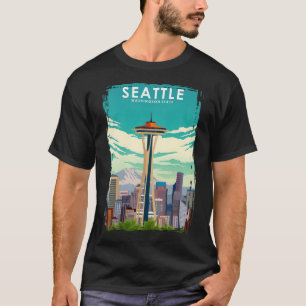 Seattle Washington State Travel Poster  T-Shirt