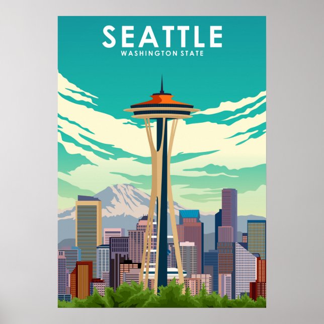 Seattle Washington State United States Travel Poster (Front)