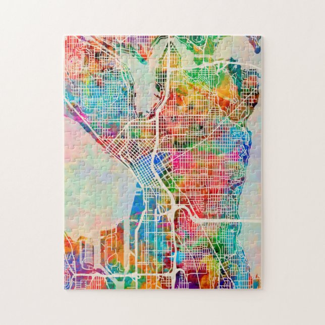 Seattle Washington Street City Map Jigsaw Puzzle (Vertical)