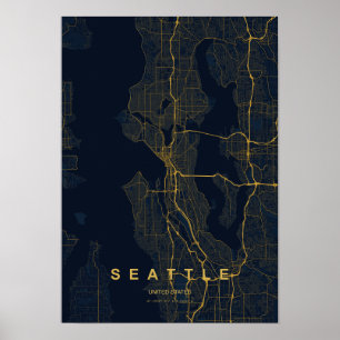 Seattle Washington Stylised Map Print