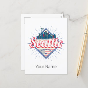Seattle Washington United States City Skyline USA Holiday Postcard