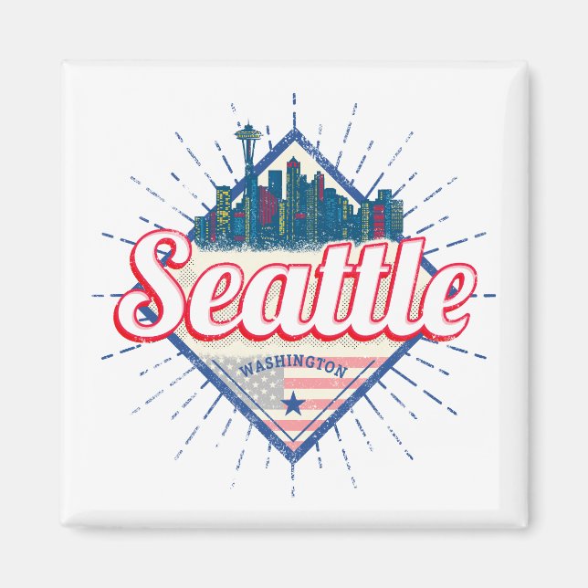 Seattle Washington United States City Skyline USA Magnet (Front)