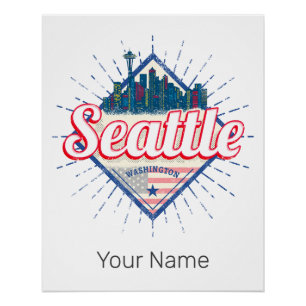Seattle Washington United States City Skyline USA Poster