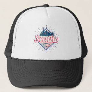 Seattle Washington United States City Skyline USA  Trucker Hat