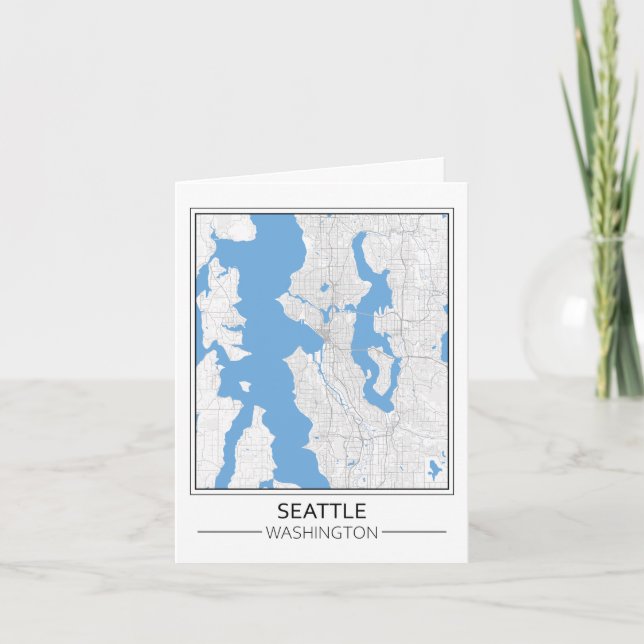 Seattle Washington USA Travel City Map Card (Front)