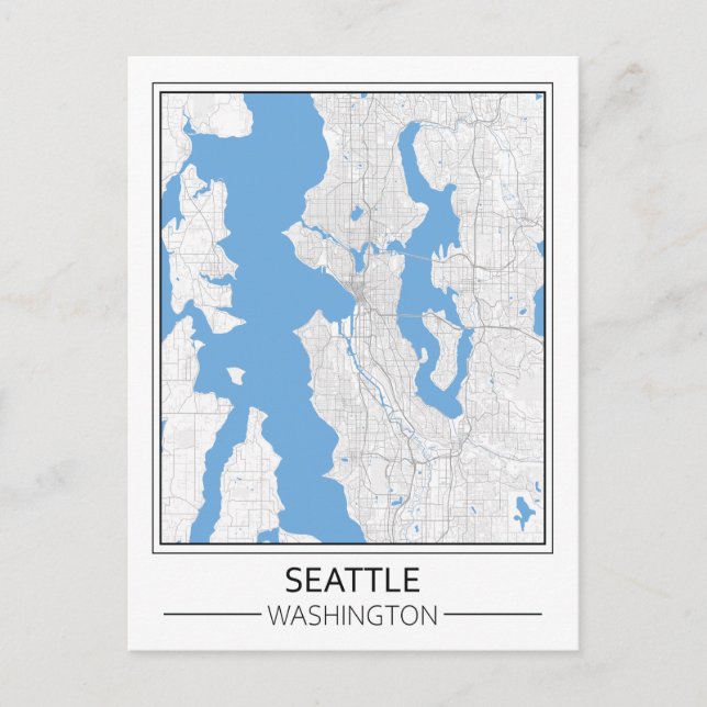 Seattle Washington USA Travel City Map Postcard (Front)