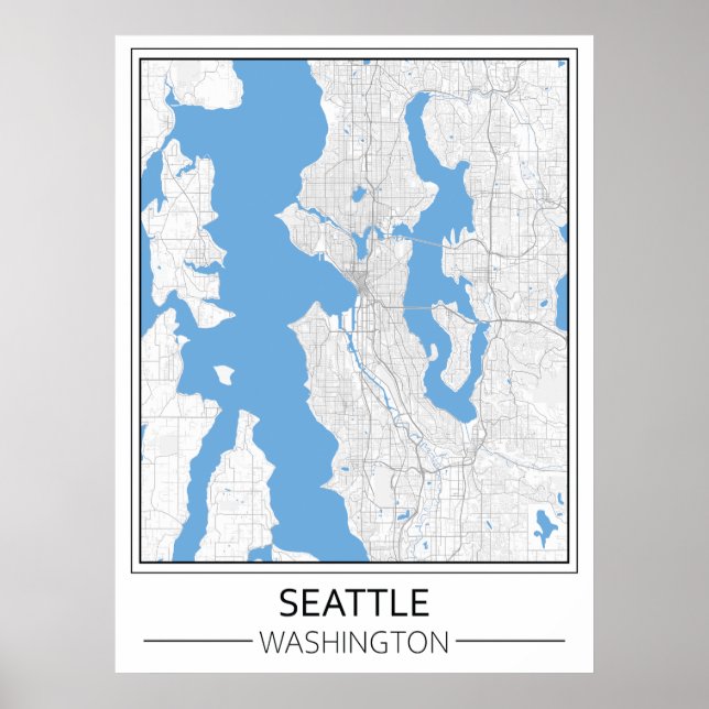 Seattle Washington USA Travel City Map Poster (Front)