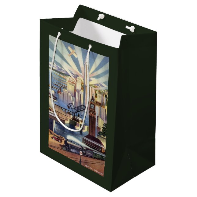 Seattle, Washington - View of Downtown Medium Gift Bag (Front Angled)