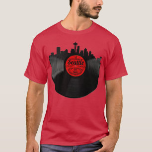 Seattle Washington Vinyl Record Vintage Skyline De T-Shirt