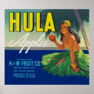 Seattle, WashingtonHula Apple Label Poster