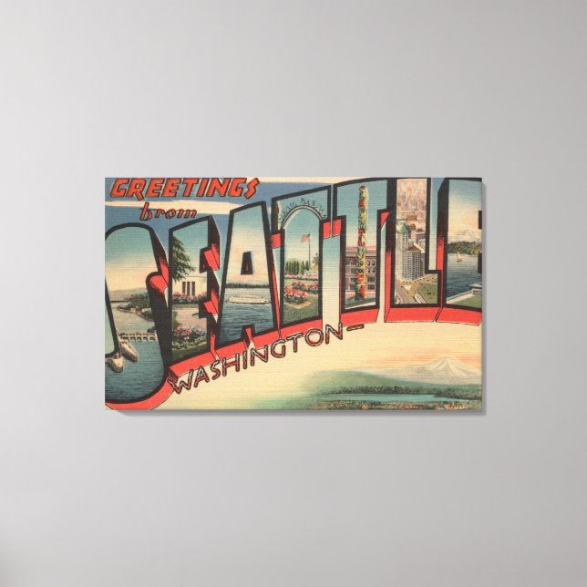 Seattle, WashingtonLarge Letter Scenes 2 Canvas Print (Front)