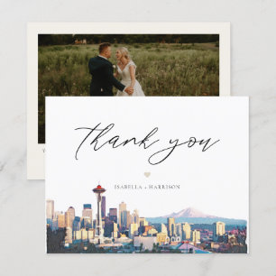 SEATTLE Watercolor Skyline Photo Thank You Card