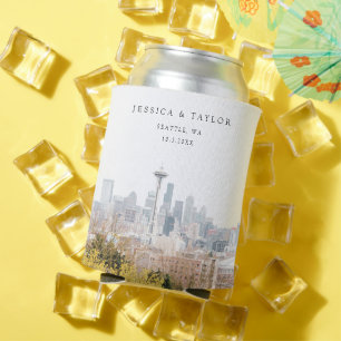 Seattle Wedding Favour Custom Can Cooler