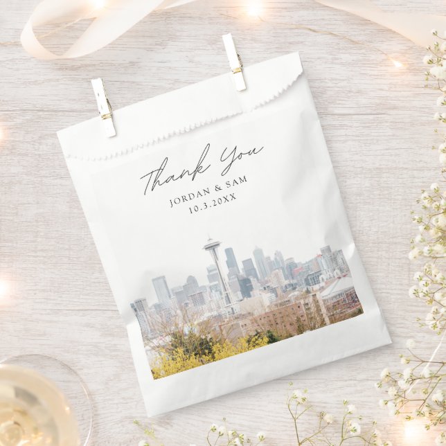 Seattle Wedding Personalised Photo Favour Bags (Clipped)