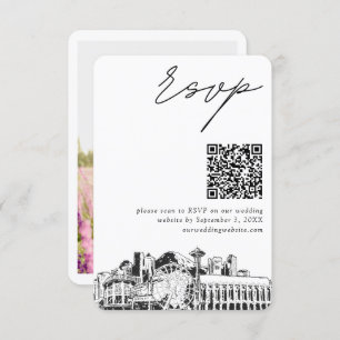 Seattle Wedding RSVP QR Code Small Enclosure Card