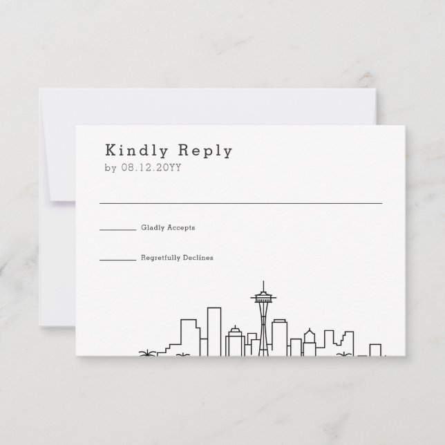 Seattle Wedding | Stylised Skyline RSVP Card (Front)