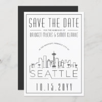 Seattle Wedding | Stylised Skyline Save the Date