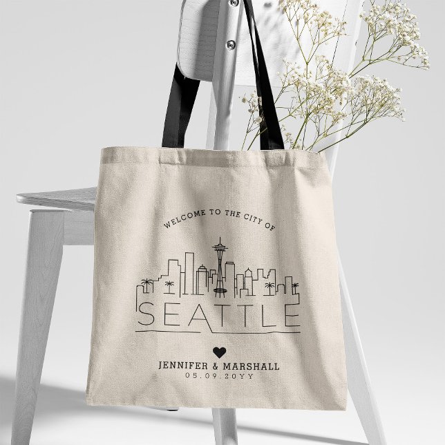 Seattle Wedding | Stylised Skyline Tote Bag (Creator Uploaded)