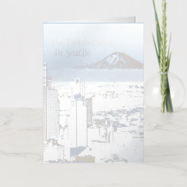 Seattle with Mount Rainier Photography Foil Greeting Card (Front)