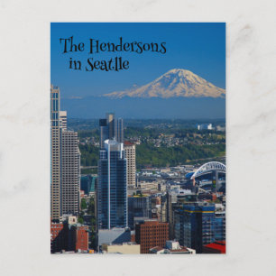 Seattle with Mount Rainier Photography Postcard