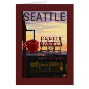 SeattlePike Place Market Sign and Water View