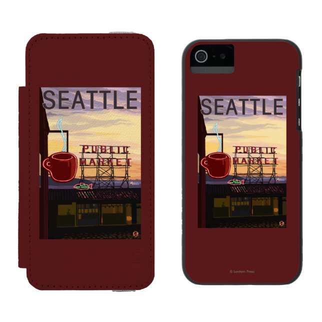 SeattlePike Place Market Sign and Water View Incipio iPhone Wallet Case (Side by Side)