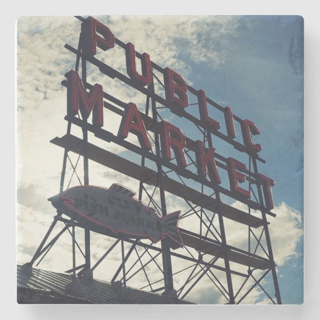 Seattle's Pike Place Market Stone Coaster (Front)