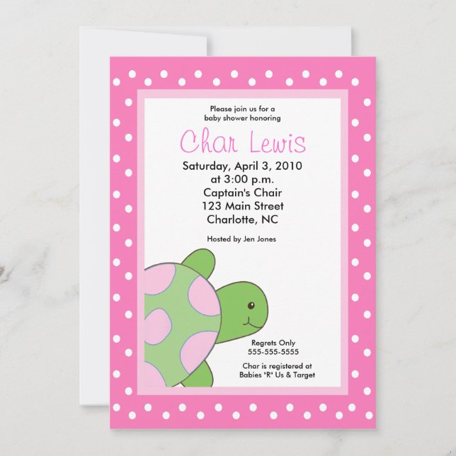 Seaturtle Turtles Baby Shower 5 x 7 invite (Front)