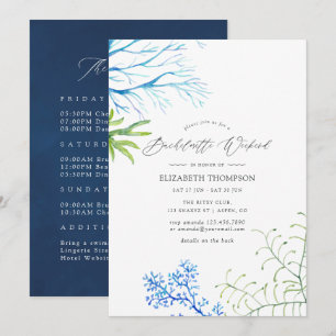 Seaweed Beach Themed Bachelorette Weekend Invitation