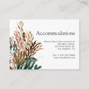 Seaweed Beach Themed Wedding Accommodations Enclosure Card