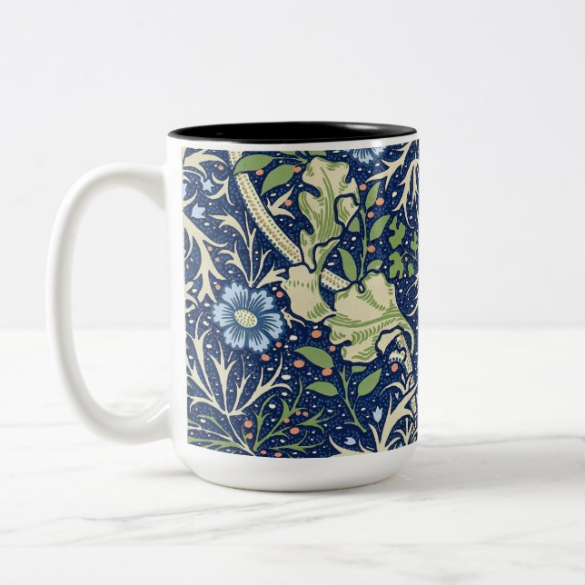 Seaweed (by William Morris) Two-Tone Coffee Mug (Left)