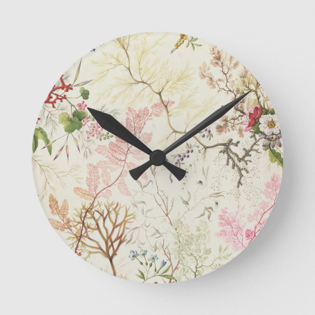 Seaweed design for silk material (w/c on paper) round clock (Front)