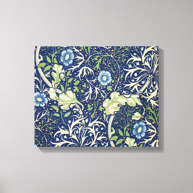 Seaweed (Floral Pattern) (by William Morris) Canvas Print (Front)