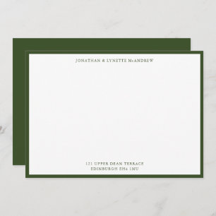 Seaweed Green Classic Border Flat Note Card