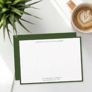 Seaweed Green Classic Border Flat Note Card