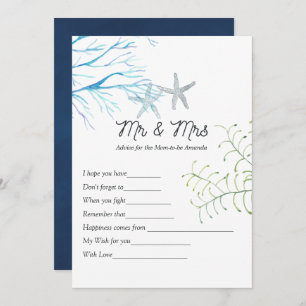 Seaweed Nautical Shower Game Advice Card