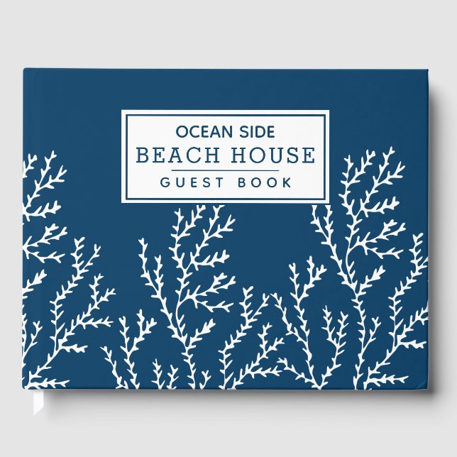 Seaweed Pattern - Beach House Vacation Rental Guest Book (Front)
