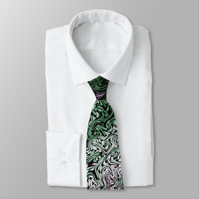 Seaweed Swirl Fractal Tie (Tied)